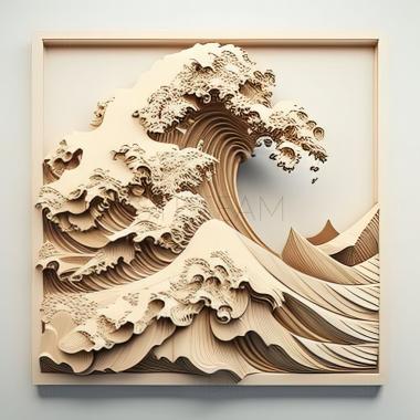 3D model st great wave (STL)